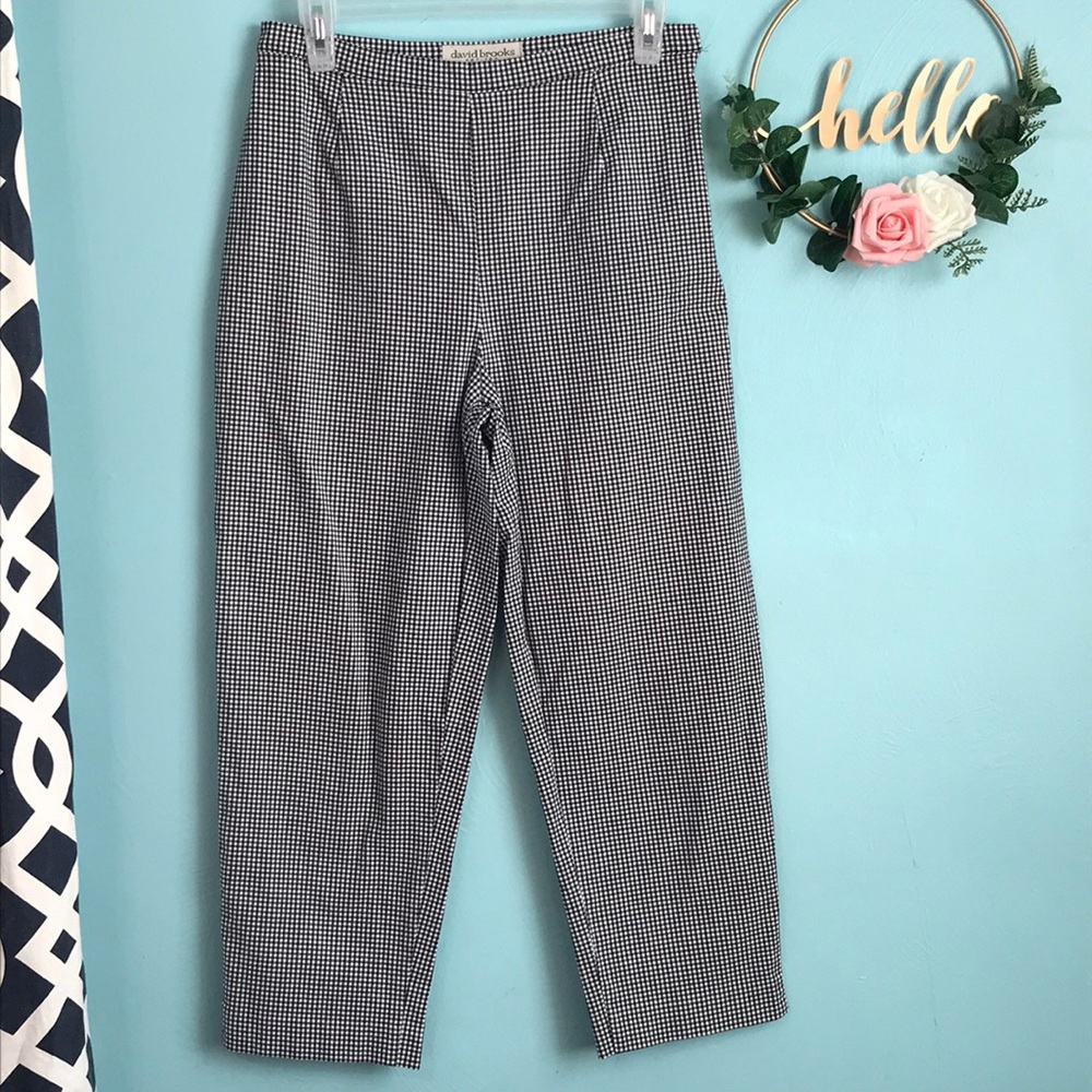 David Brooks Petite Gingham Print High waisted Pants